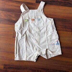 Vitamins Kids Vintage Nautical Embroidered Cream Shortall Overalls 24 Months